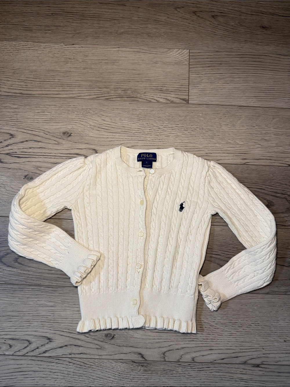 Polo Ralph Lauren Girls' Cable Knit Cardigan Size 5 Ivory